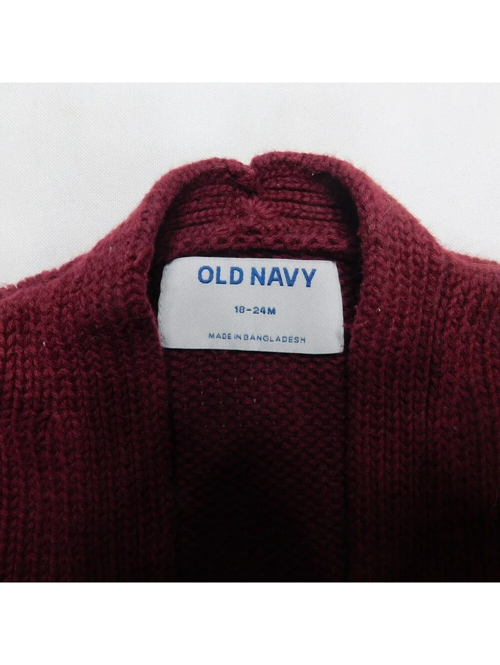 Old Navy Baby Toddler Knit Cardigan Sweater 18-24M Burgundy Maroon Open Front